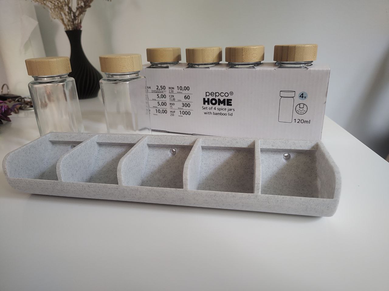 Wisząca półka na przyprawy do słoiczków Pepco z bambusową pokrywką - obrazek 3
